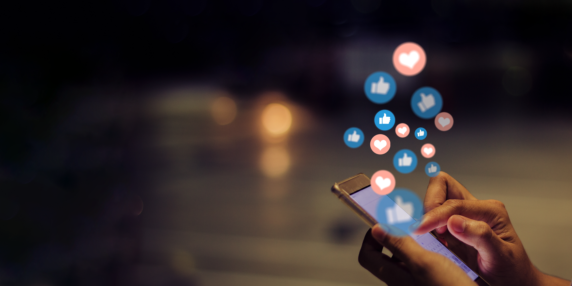 SEO, Random emojis floating away from mobile phone