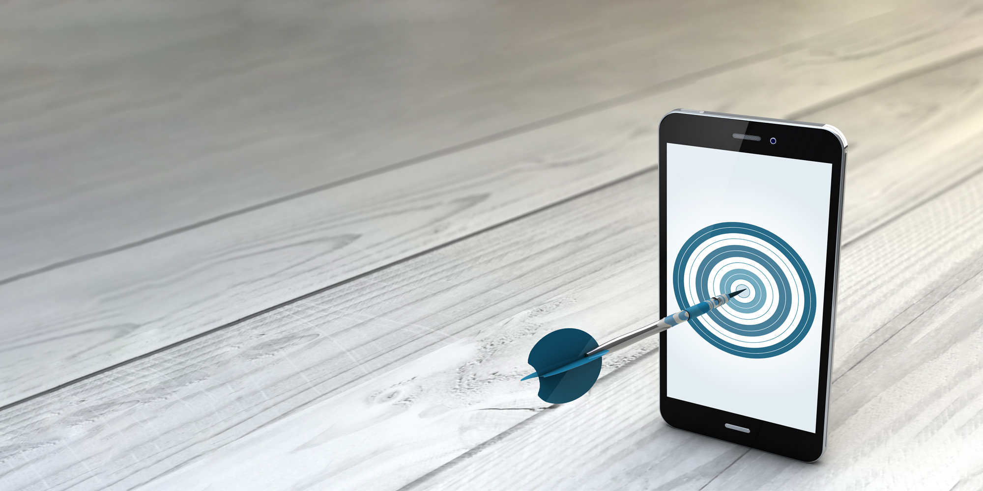 SEO, dart hitting a bullseye on a mobile phone
